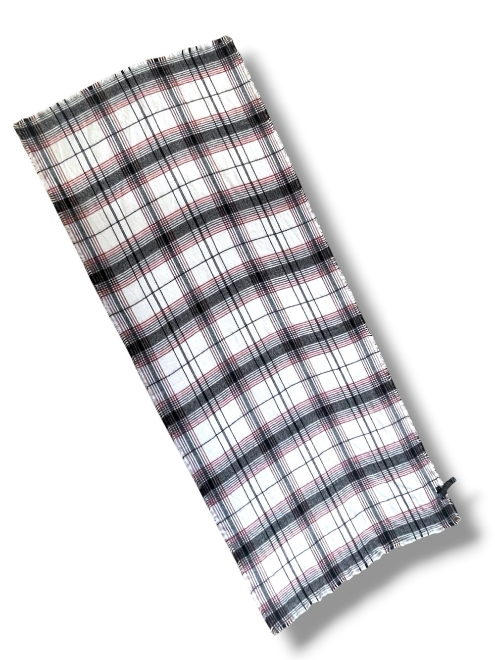 Zara Accessories Plaid Blanket Scarf Oversized Ivory Gray Burgundy Winter Wrap